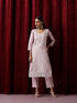 3 Pc Suit - Lilac Cotton Silk Embroidered Kurta with Cotton Pant and Chanderi Embroidered Dupatta